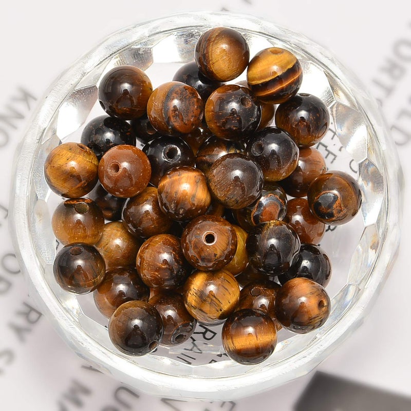NCB 100pcs Original Natural Stone Beads Gemstone Round Loose Beads 6mm 8mm 10mm (Yellow Tiger's Eye, 10mm 100Beads) - Image 2